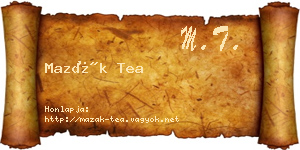 Mazák Tea névjegykártya